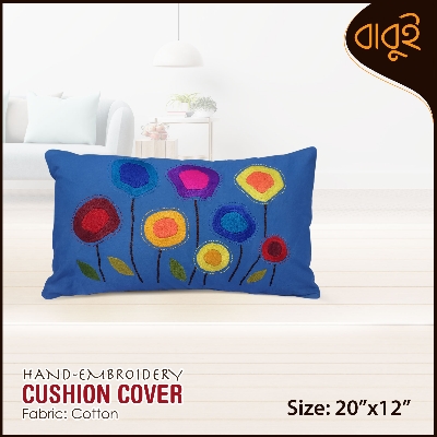 Picture of Floral Motif Art Hand-Embroidery (20"×12") Cushion Cover.