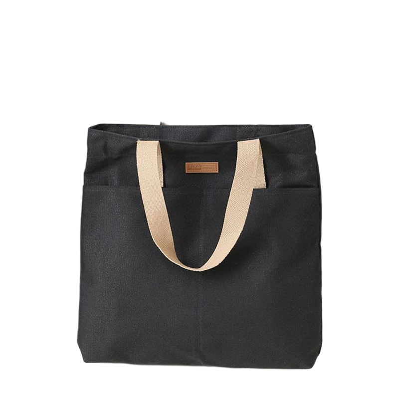Picture of TAG Lifestyle Canvas Tote Bag/Fashionable Top Handle Black Color With 2 Outside Pockets for girls For University/College/Trendy Fashionable Women