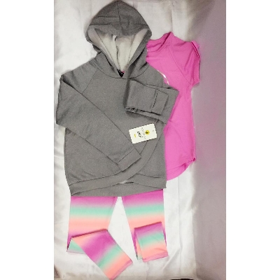 Picture of Comfortable Baby & Girls Winter Dress For 7 Years to 12 Years, 3pcs Set (Hoodies + T-Shirt + Leggings)
