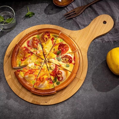 Picture of 9.5 inch Wooden Pizza Plate Fruit Plate Snacks Plate Serving Plate