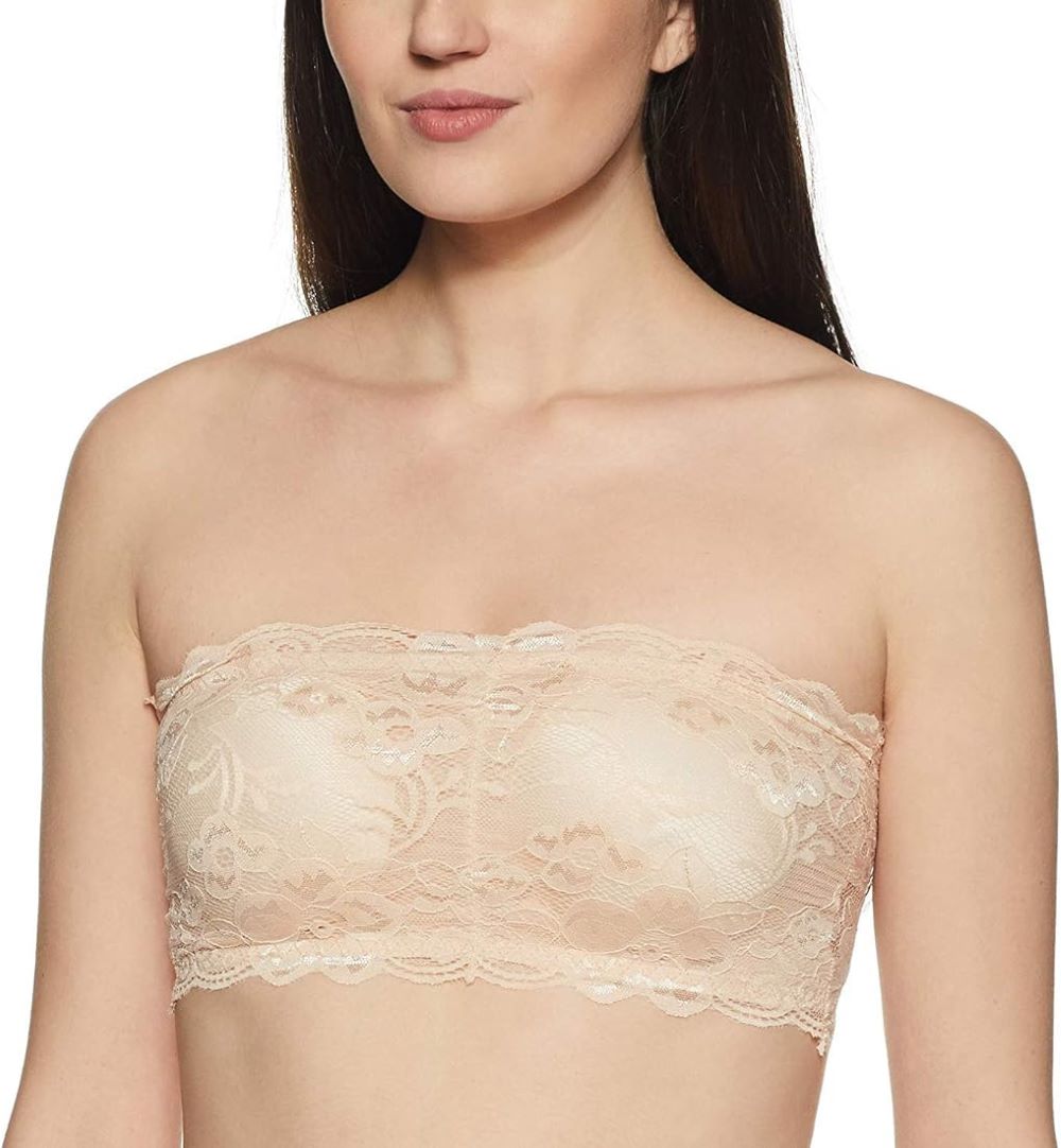 Picture of Padded Push Up Lace Tube Strapless Bra For Women