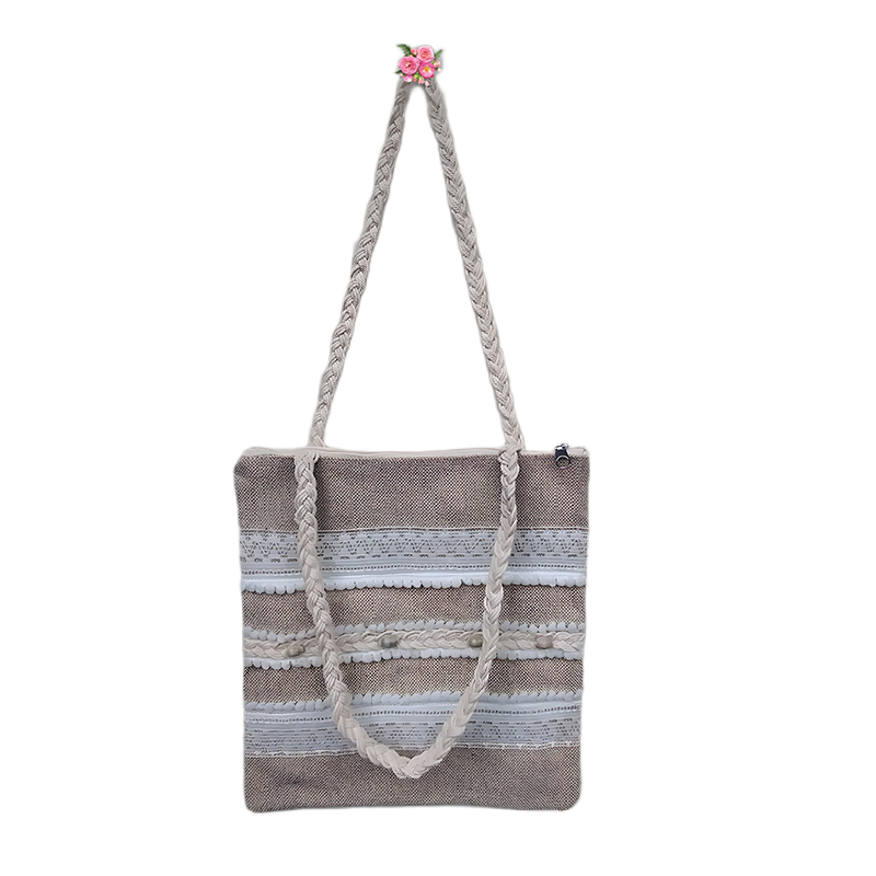 Picture of taglifestyle Jute Tote Bag Shopping Bag/College/University Bag, Tote Bag ,Jute Bag with inside pocket and Zipper closer For college ,university, girls and women