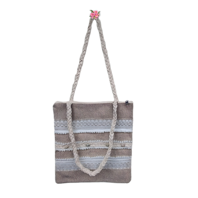 Picture of taglifestyle Jute Tote Bag Shopping Bag/College/University Bag, Tote Bag ,Jute Bag with inside pocket and Zipper closer For college ,university, girls and women