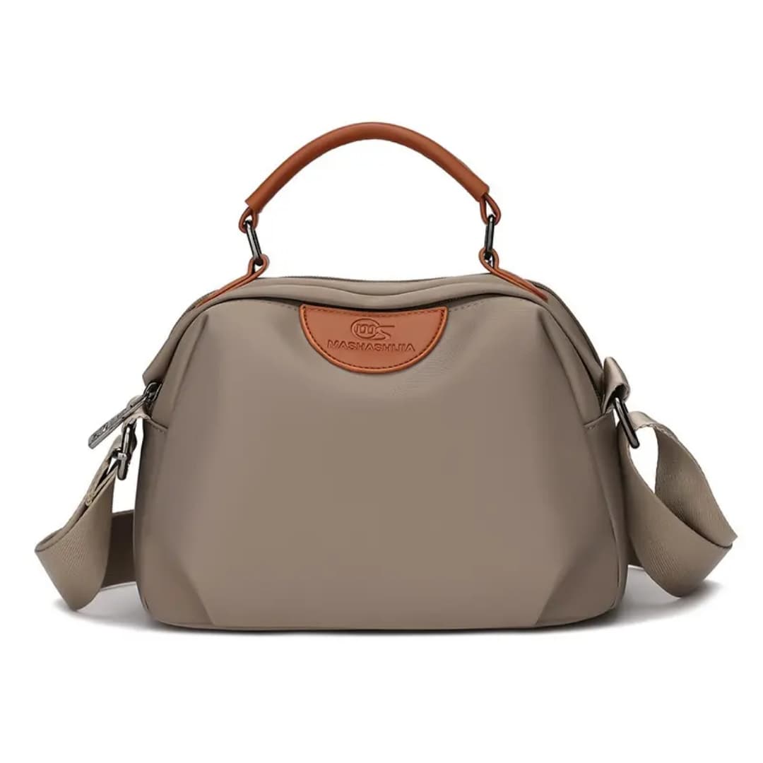 Picture of New Portable Nylon Cloth with Cowhide Shoulder Bag(Grey)