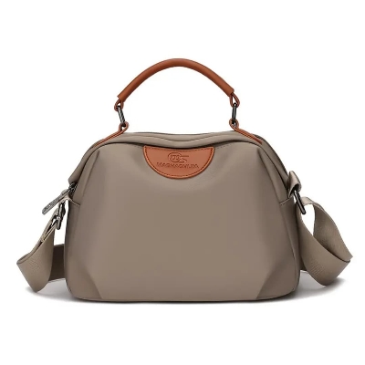 Picture of New Portable Nylon Cloth with Cowhide Shoulder Bag(Grey)