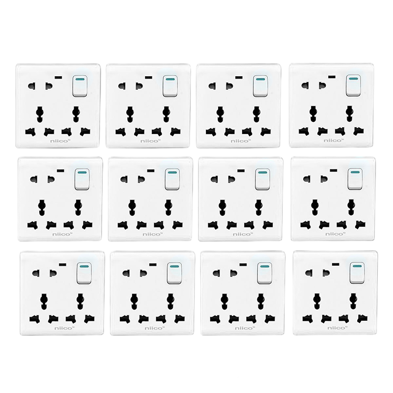 Picture of NIICO Classic 8 Pin Wall Switch Socket-12 PCS Combo