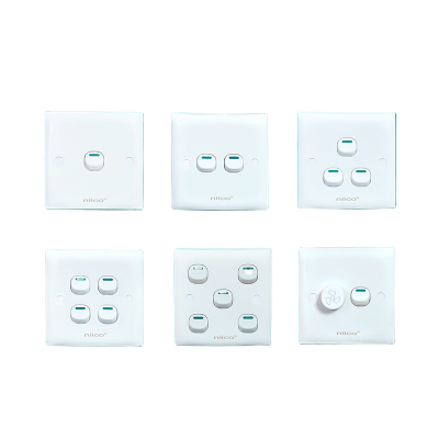 Picture of Niico Classic Gang Series 6 pieces-1Gang + 2 Gang + 3 Gang + 4 Gang + 5 Gang + Fan Regulato  Wall Switch Socket