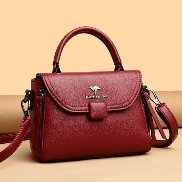 Picture of Luxury Designer Fashion High Quality Leather Kangaroo Handbag (Maroon)