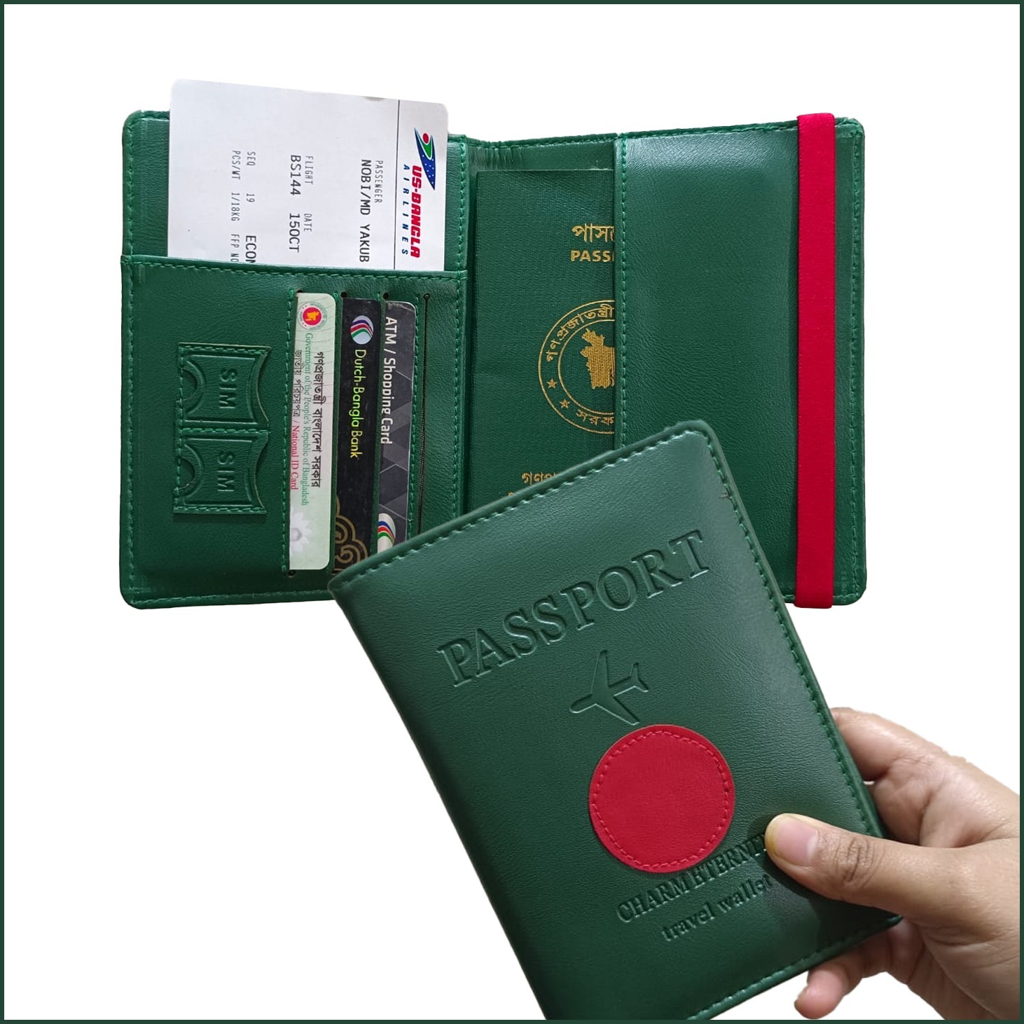 Picture of 100% Leather Passport Covers Holder Wallet Case