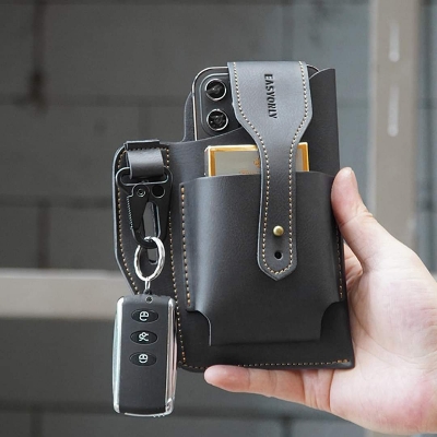 Picture of Retro Belt Waist Fashionable Bag black color