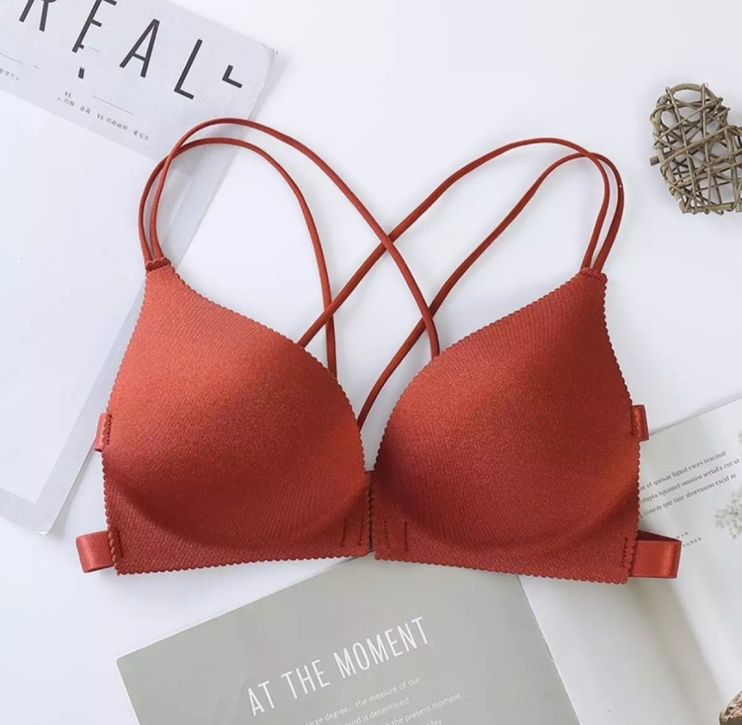 Picture of Imported Front Closure Women Bras Padded Wire Free Strappy Super Push Up Bralette Women Intimes Backless Underwear -One Piece
