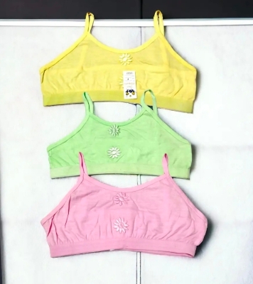 Picture of 3 Pieces comfortable cotton Solid Semis Bra Slim Strap Genji for Women and Girls