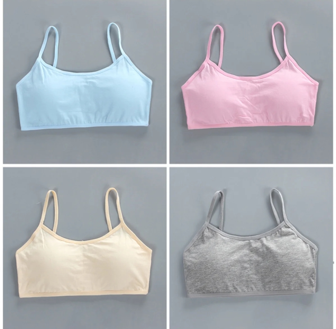 Picture of 1 piece Padded Bra for Teen Girls Kids Training Bras Topics for Teens Underwear Lingerie Thin Strap Topic Sleeveless Vest Cotton