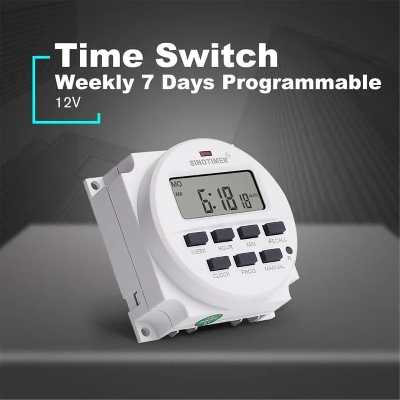 Picture of AC 220V / DC 12V 16A Programmable in Bangladesh - Capacity 16AMP 250V AC - 1 Changeover Switch - Power consumption 4.5 VA - Digital Timer Switch
