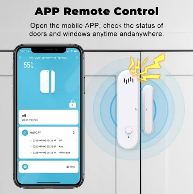 Picture of Smart WiFi Door Sensor Door Open/Closed Detectors App Notification Alert security alarm support Alexa Google Home