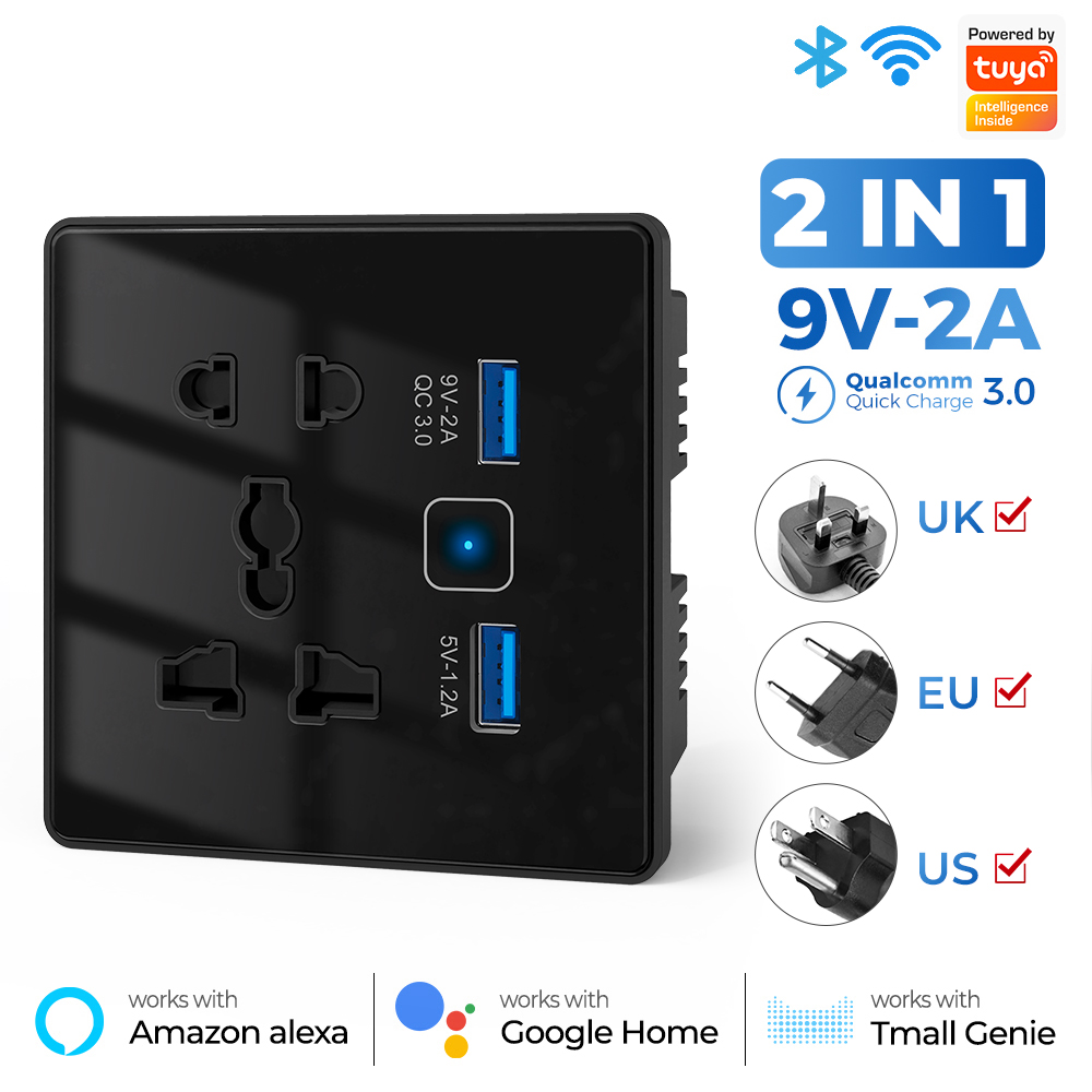 Picture of Tuya Smart Multiplug Wall Socket with USB Quick Charging