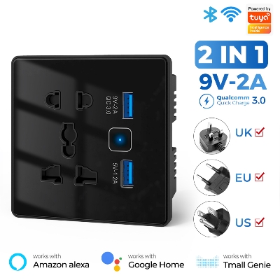 Picture of Tuya Smart Multiplug Wall Socket with USB Quick Charging