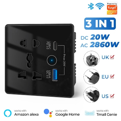 Picture of Tuya Smart Multiplug Wall Socket with USB Quick Charging