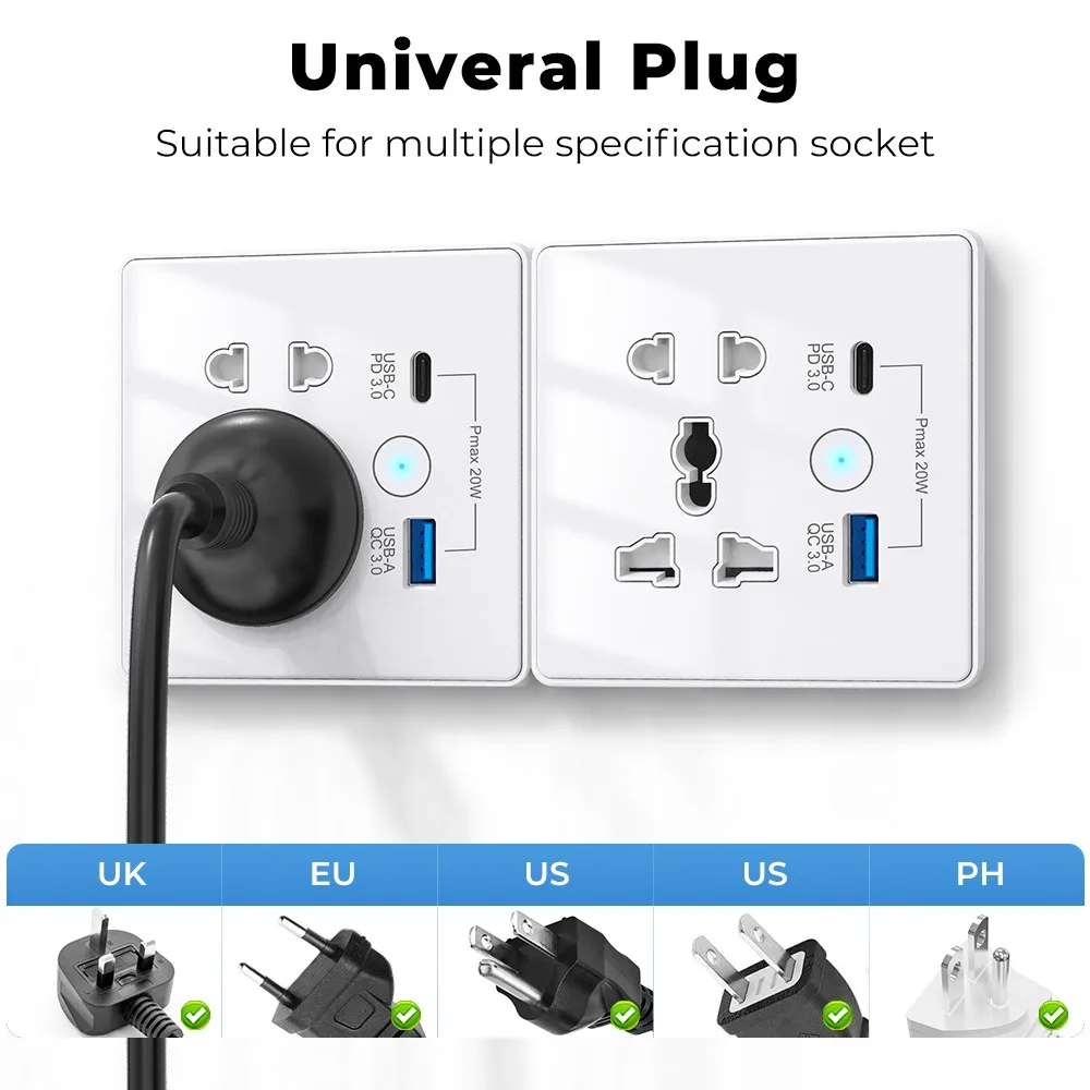 Picture of Tuya Smart Multiplug Wall Socket with USB Quick Charging