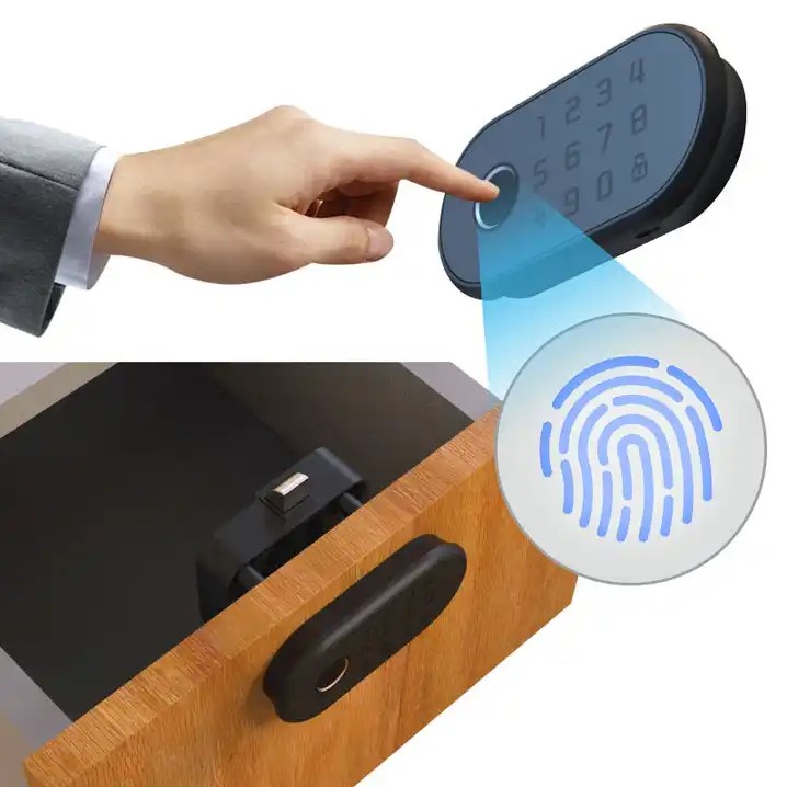 Picture of Electronic Smart Fingerprint Safe Drawer Cabinet and Locker Lock System - Black