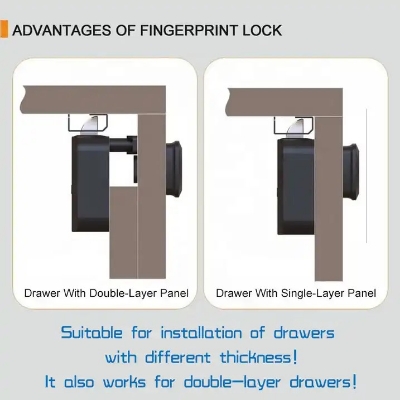 Picture of Electronic Smart Fingerprint Safe Drawer Cabinet and Locker Lock System - Black