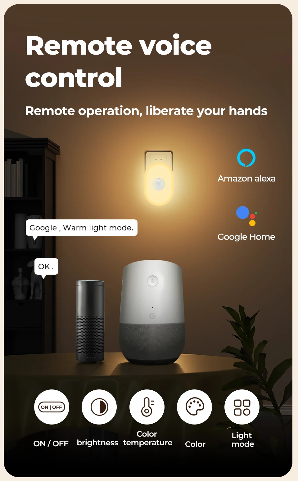 Picture of Wifi Nigh Bedroom Bathroom Room App Voice For Alexa Google Home Smart Life