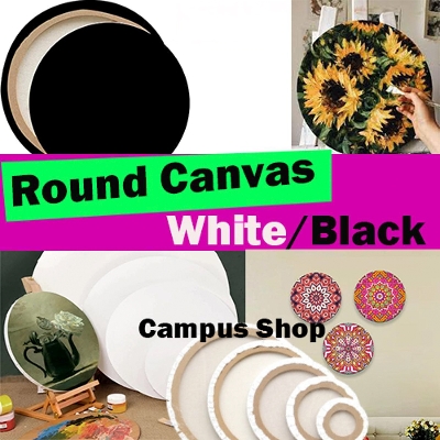 Picture of Round Canvas for Painting & Drawing 5, 6, 8, 10, 12, 16 Inches - White & Black Color