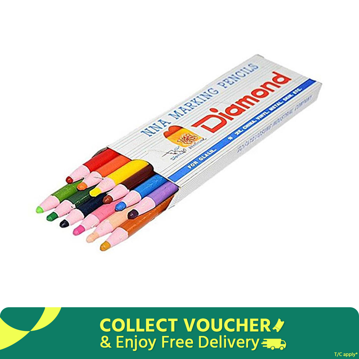 Picture of Diamond 12 Color China Marking & Border Pencils - Multicolor