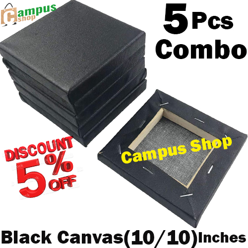 Picture of Black Canvas for Painting 5 Pcs Combo Of 4/4, 5/5, 6/6, 8/8, 10/10, 10/12, 12/16 Inches Drawing Canvas