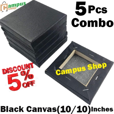 Picture of Black Canvas for Painting 5 Pcs Combo Of 4/4, 5/5, 6/6, 8/8, 10/10, 10/12, 12/16 Inches Drawing Canvas