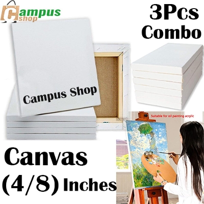 Picture of Canvas For Painting 3 Pcs Combo Of Irregular Size 4/6, 4/8, 5/6, 6/8, 6/15,10/16, 12/20  Inches – White - Canvas