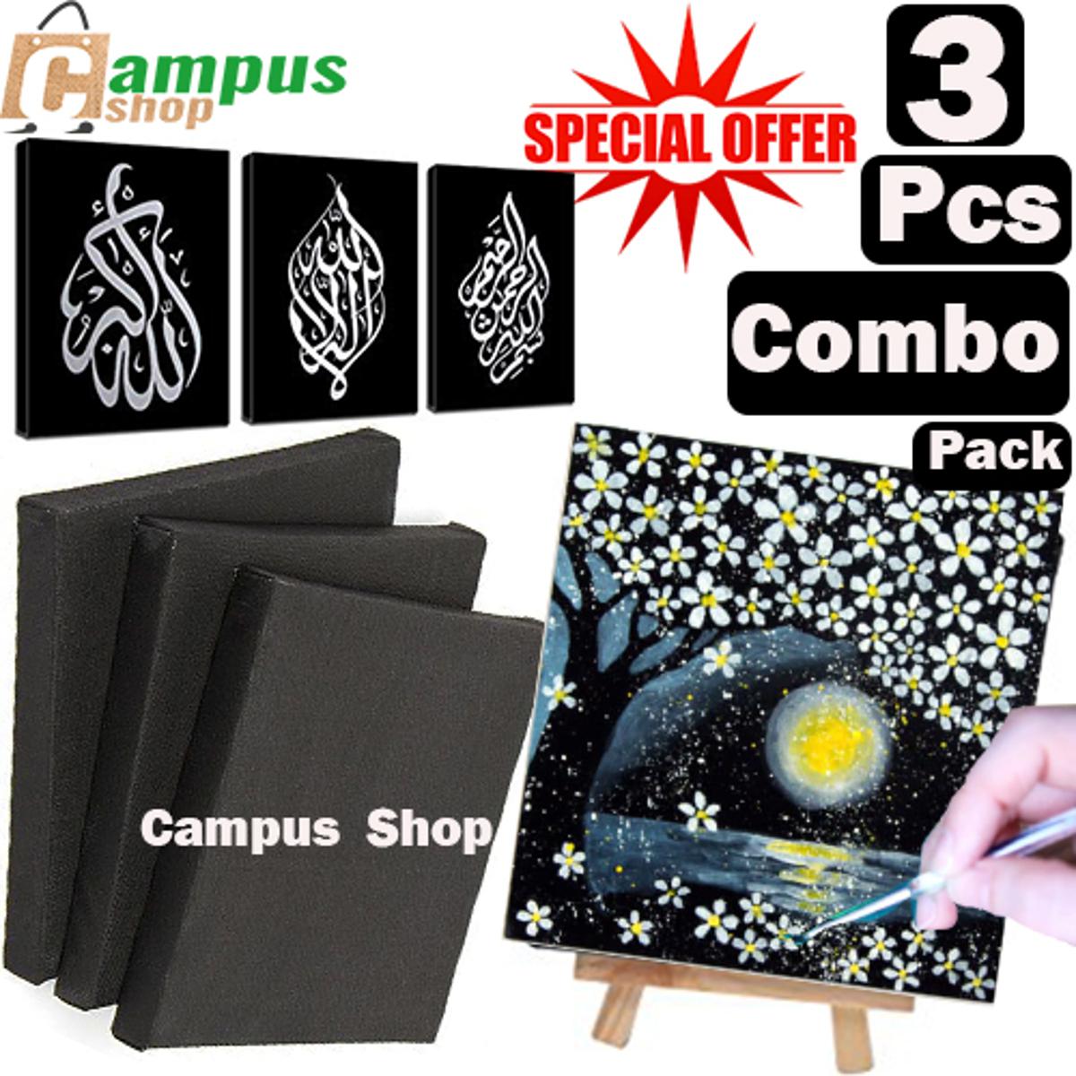 Picture of Black Canvas For painting 3 Pcs Combo Of  4/4, 5/5, 6/6, 8/8, 10/10, 10/12, 12/16 Inches