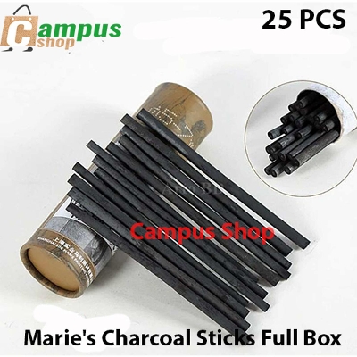 Picture of Maries Charcoal Sticks Full Box 25pcs Artist Charcoal Pencils Sketch Drawing