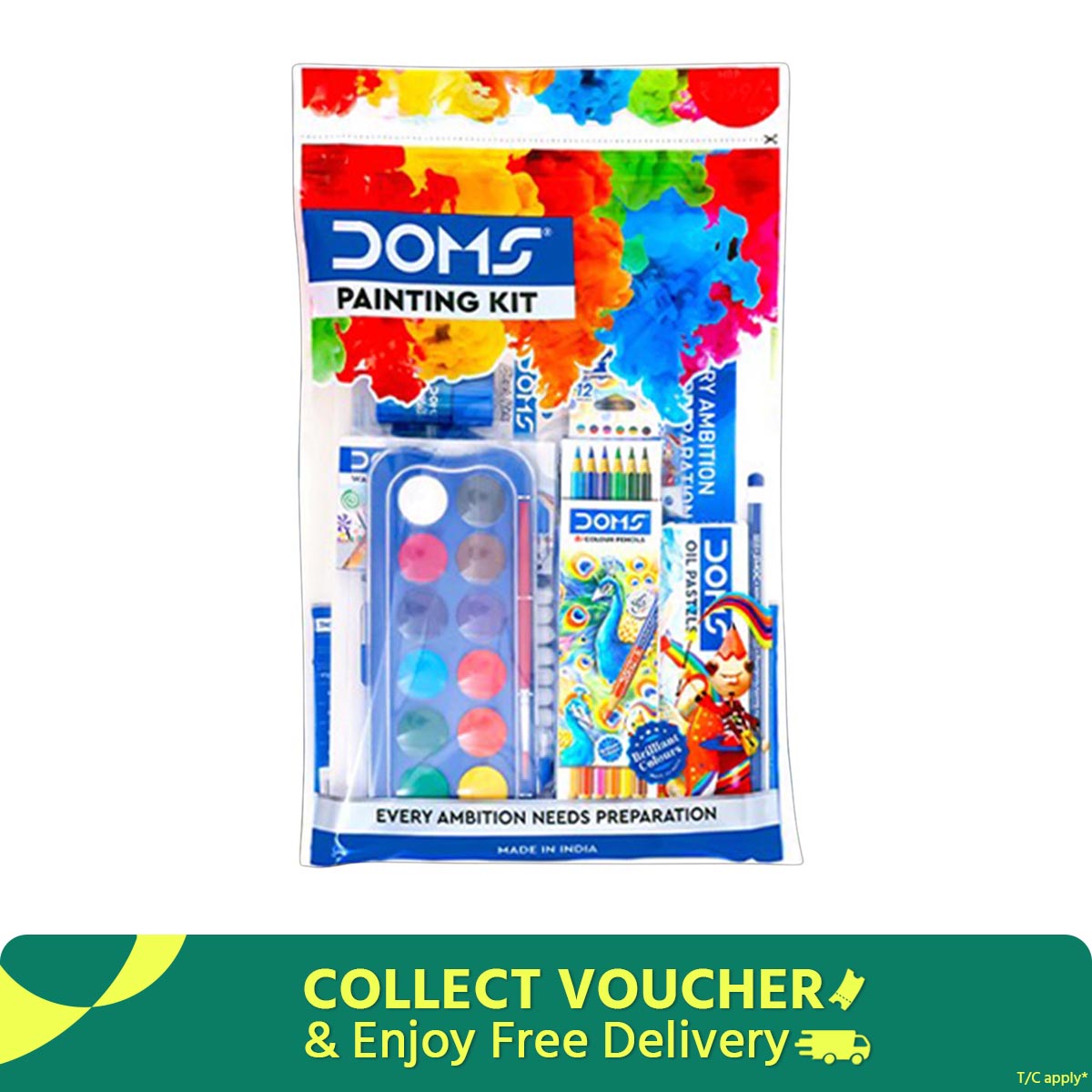 Picture of DOMS Painting Etc Kit full set 9pcs Bundle value pack for Painting, Drawing & Sketching
