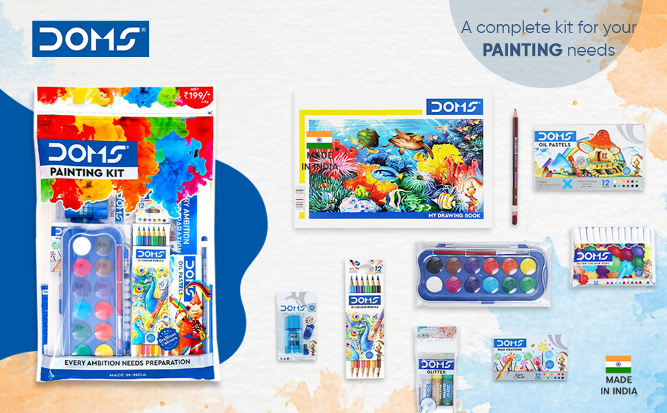 Picture of DOMS Painting Etc Kit full set 9pcs Bundle value pack for Painting, Drawing & Sketching