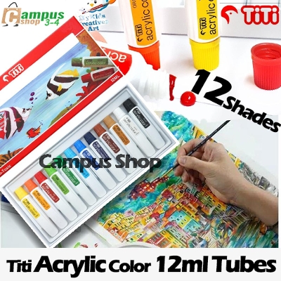 Picture of Titi Acrylic Color Paint 12 Colour Tubes 12ml Box for Artists - water color