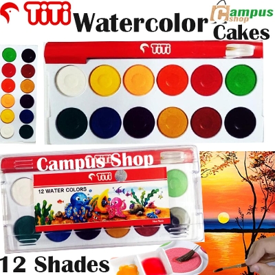 Picture of TiTi  Water Colour Cake 12 Solid Color Box with Paintbrush for Watercolor Painting
