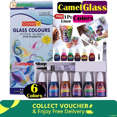 Picture of Camel Glass Colours Water Based 6 Shades Glass Painting color