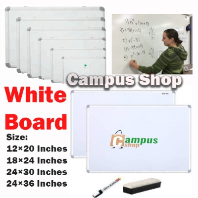 Picture of White Board / Writing Board 12/20, 18/24, 24/30, 24/36 Inches, Duster & Marker for Education