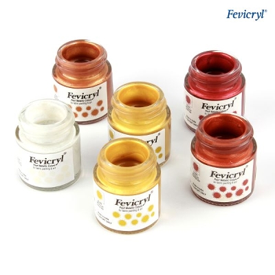 Picture of Fevicry Pearl Metallic Colours for Fabric Painting and Art - 10 ml 6 Shades