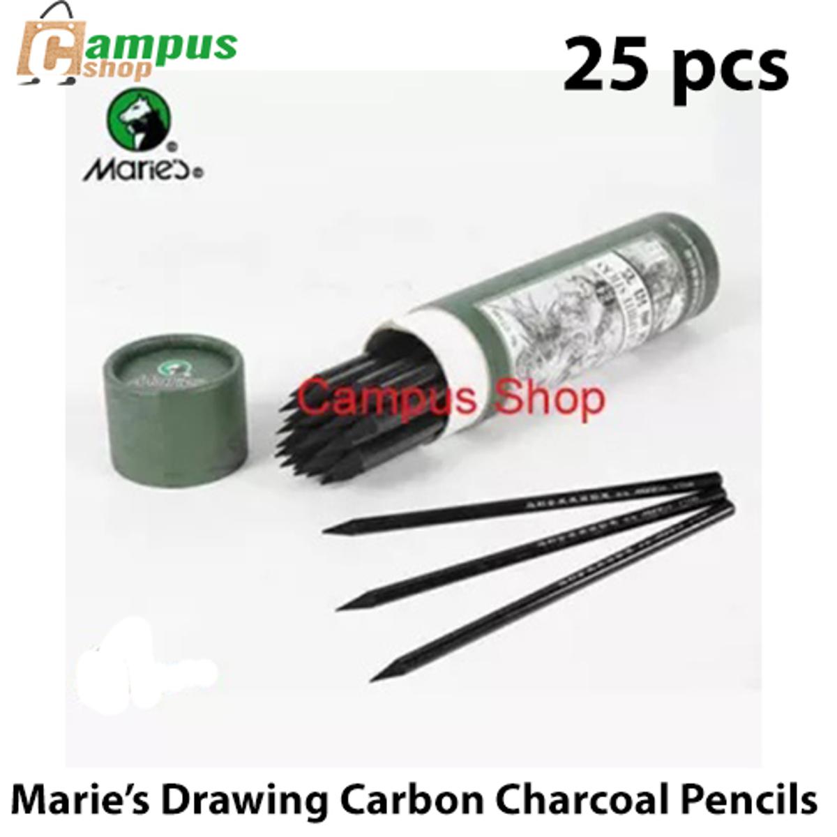 Picture of Maries High Quality Professional Art Student Drawing Tool Charcoal Pure Carbon Charcoal Pencil Carbon Sketch Pen Full Carbon Pencil Drawing Pen 25 pcs