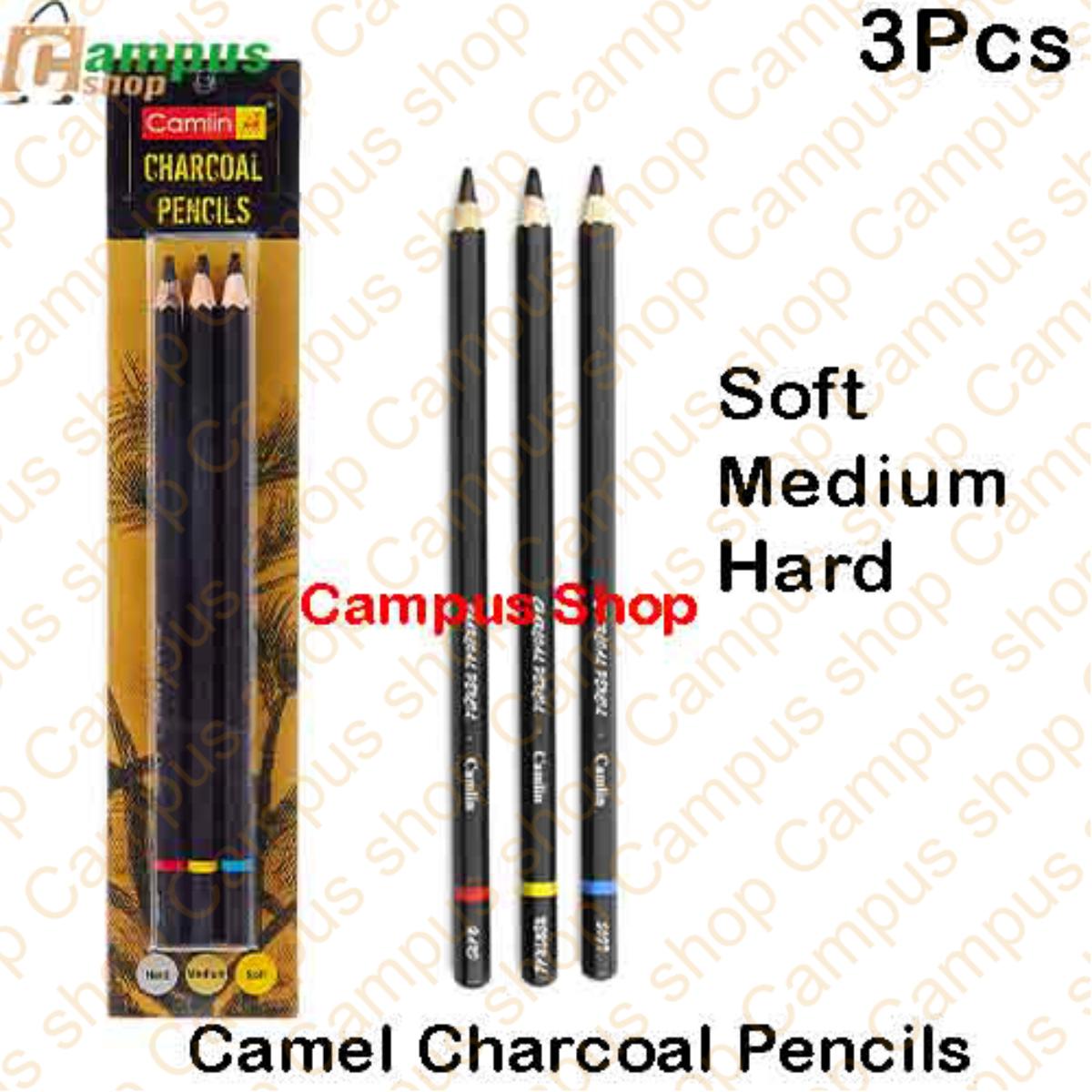Picture of Camel Black medium/soft/hard charcoal pencils