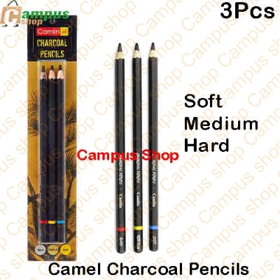 Picture of Camel Black medium/soft/hard charcoal pencils