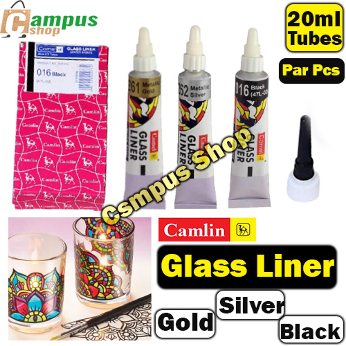 Picture of Camel Glass Liner, Gold, Black, Silver 20ml tubes for professional Glass Painting