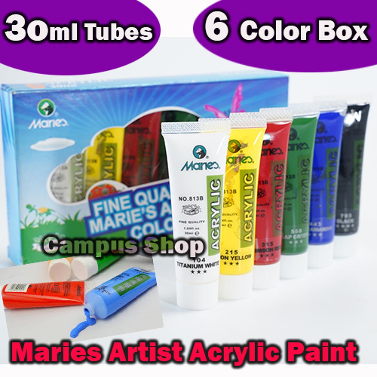 Picture of Maries Acrylic Color Paint  Set 6 Colours Box 30ml Tubes