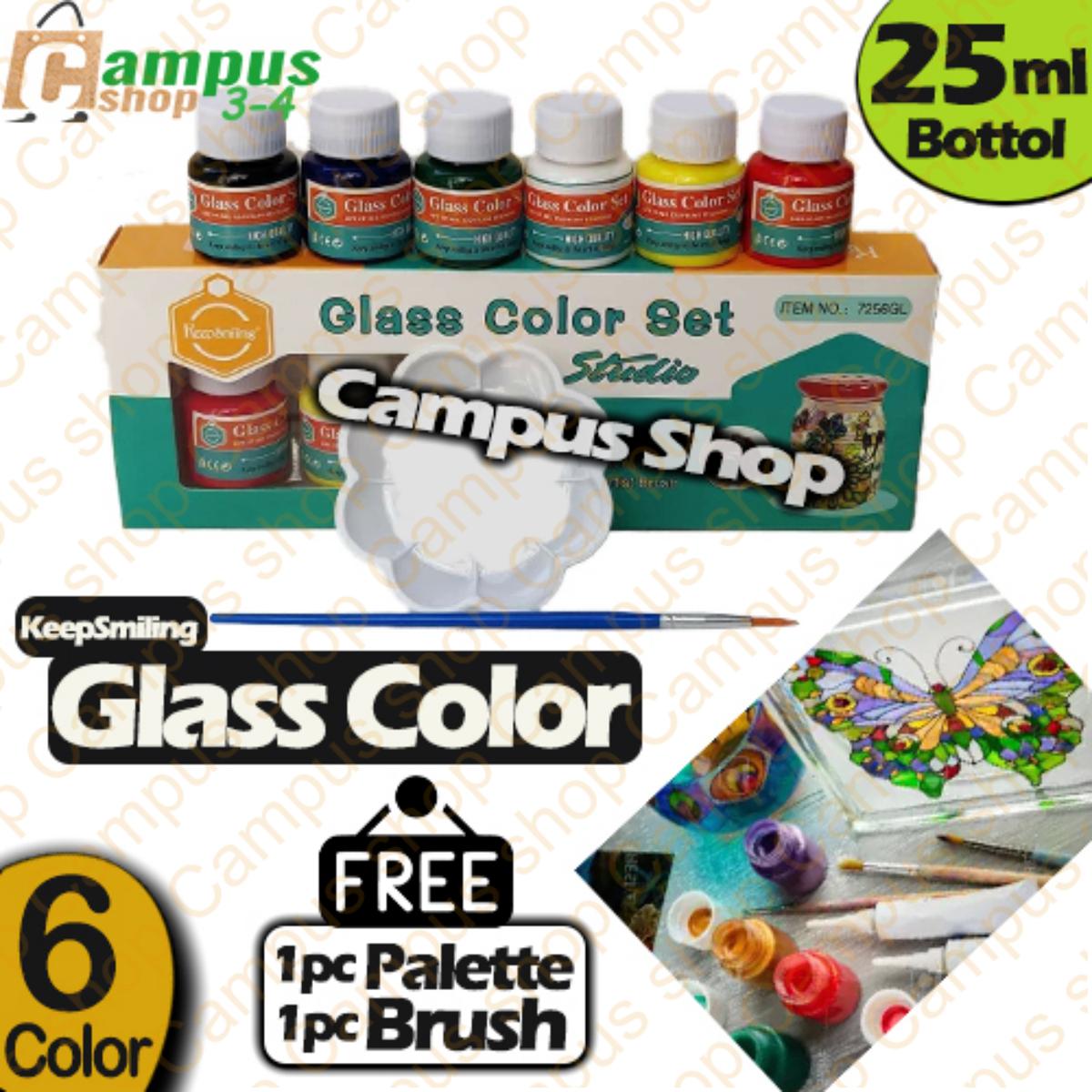 Picture of KeepSmiling Glass Color Paint Set 6 Colour Bottol+1Brush+1Palette