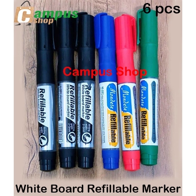 Picture of White Board Refillable Marker 6 pcs (3 Black, 1 Red, 1 Blue, 1 Green)