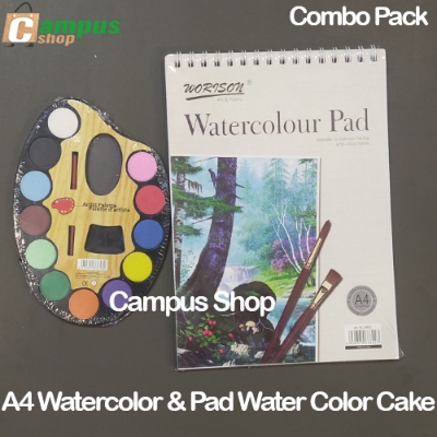 Picture of Combo pack of A4 watercolor and Artist  pad water color cake