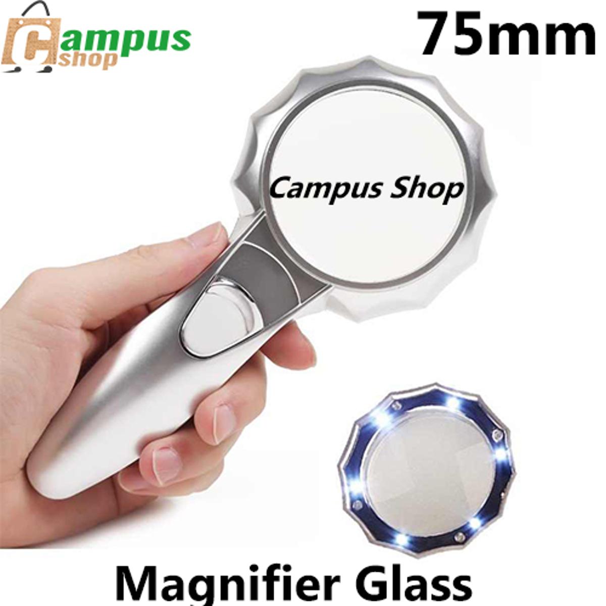 Picture of Illuminated Pocket Magnifier 4X 75mm Handheld with 6 LED Lights for Low Vision Aid Magnifier Magnifier for Reading Magnifier