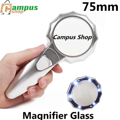 Picture of Illuminated Pocket Magnifier 4X 75mm Handheld with 6 LED Lights for Low Vision Aid Magnifier Magnifier for Reading Magnifier